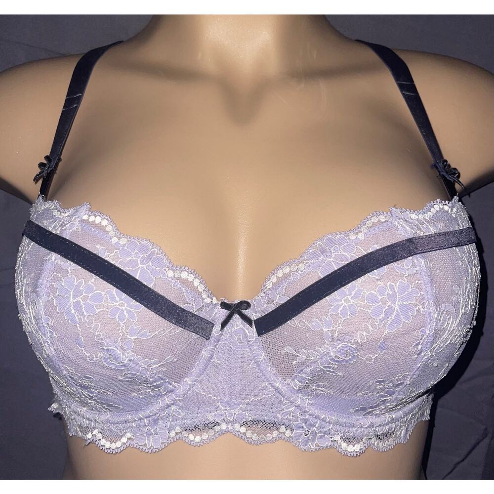 34D PURPLE LACE VICTORIA'S SECRET UNLINED BALCONETTE BRA